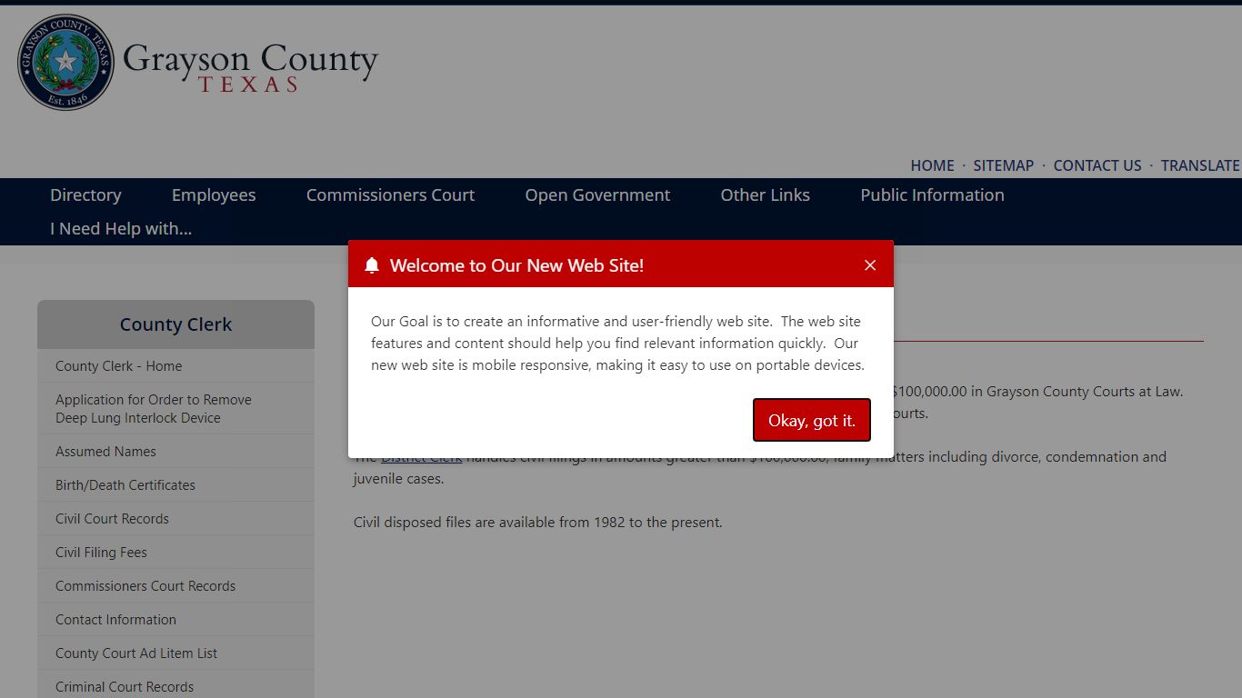 Civil Court Records - Grayson County Texas